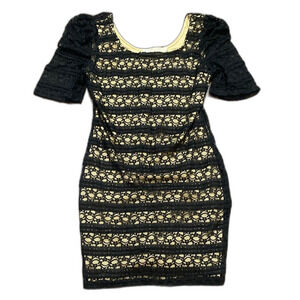 Liberty Love Sheath Mini Lace Overlay Dress